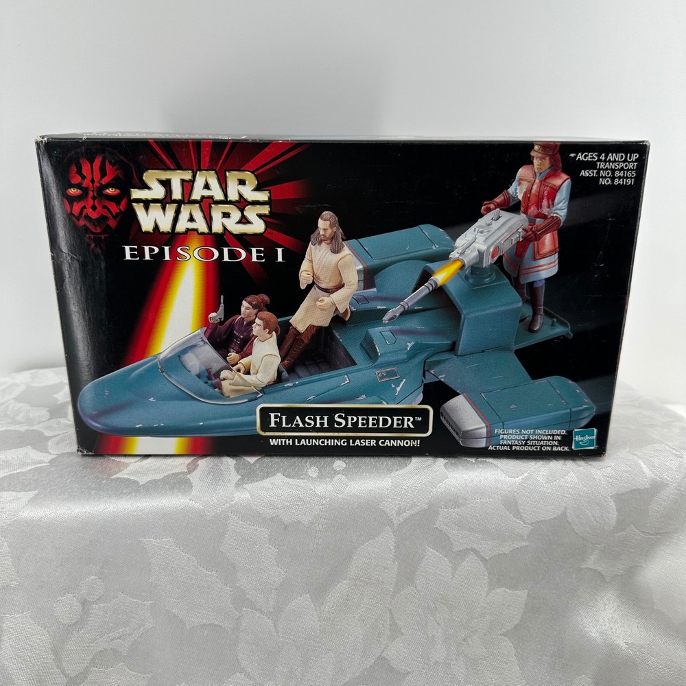 Vntg Hasbro Star Wars Episode I Flash Speeder Green Launching Laser Cannon 1998